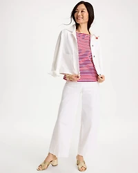 Cotton Striped Button Tee