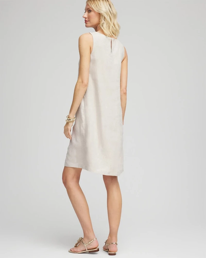 Linen Sleeveless Beaded Dress