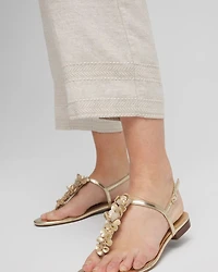 Linen Pull On Waist Cropped Pants