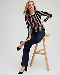 Stripe Sequin Hearts Tee