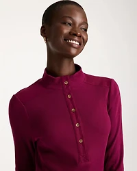 Cotton-Stretch Henley Tee