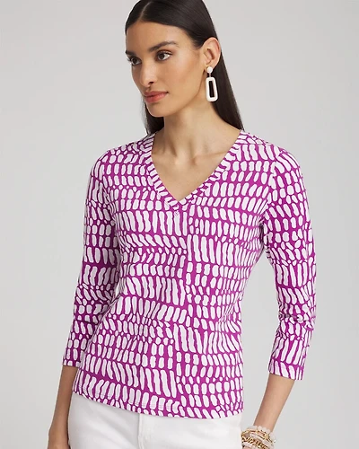 Abstract Print 3/4 Sleeve Perfect Tee