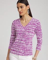 Abstract Print 3/4 Sleeve Perfect Tee