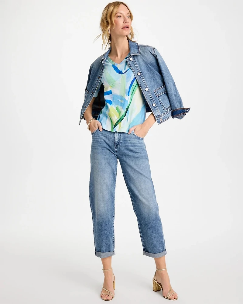 Printed Pima V-Neck Tee