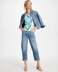 Printed Pima V-Neck Tee