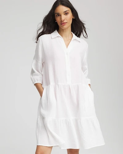 Woven Tiered Swim Cover-Up Dress