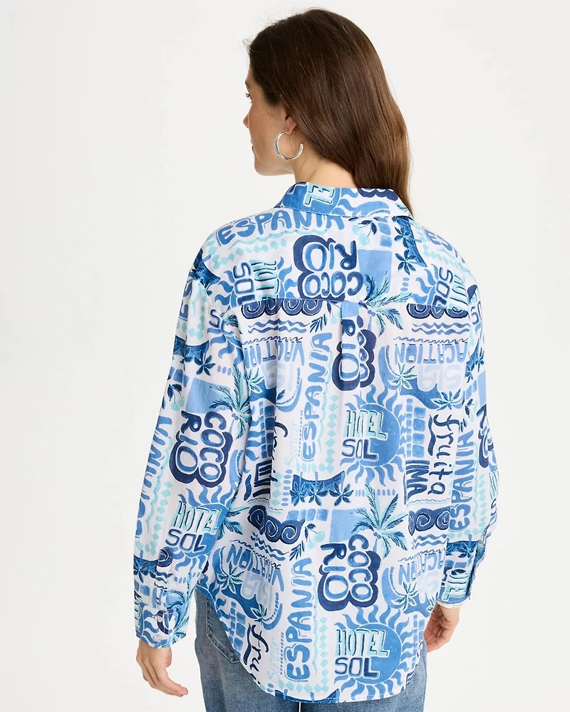 Cotton Voile Collared Beach Shirt