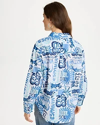 Cotton Voile Collared Beach Shirt