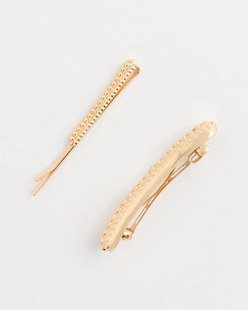 Goldtone Mixed Metal Hair Pin Set