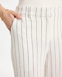 Striped Linen Wide-Leg Ankle Pants