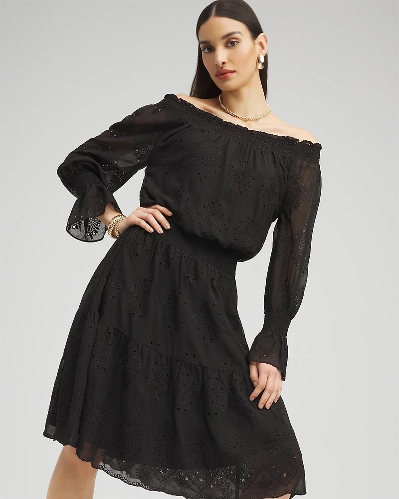 Chiffon Eyelet Dress