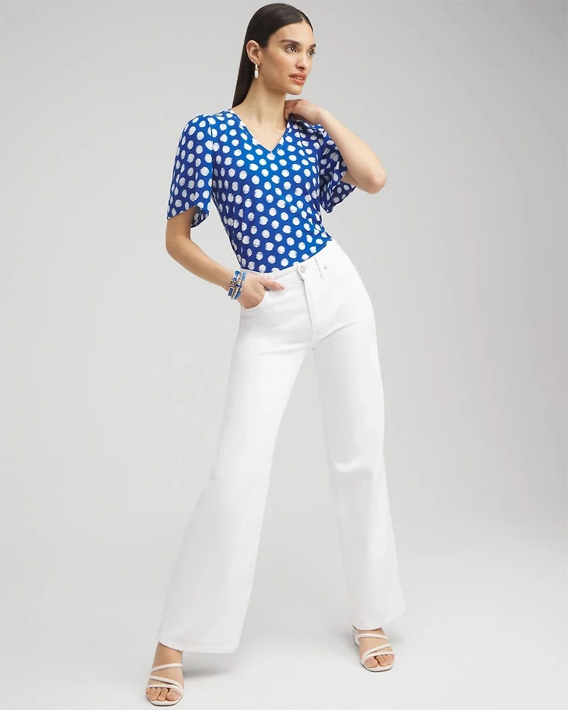 Dots Gauze Flutter Sleeve Top