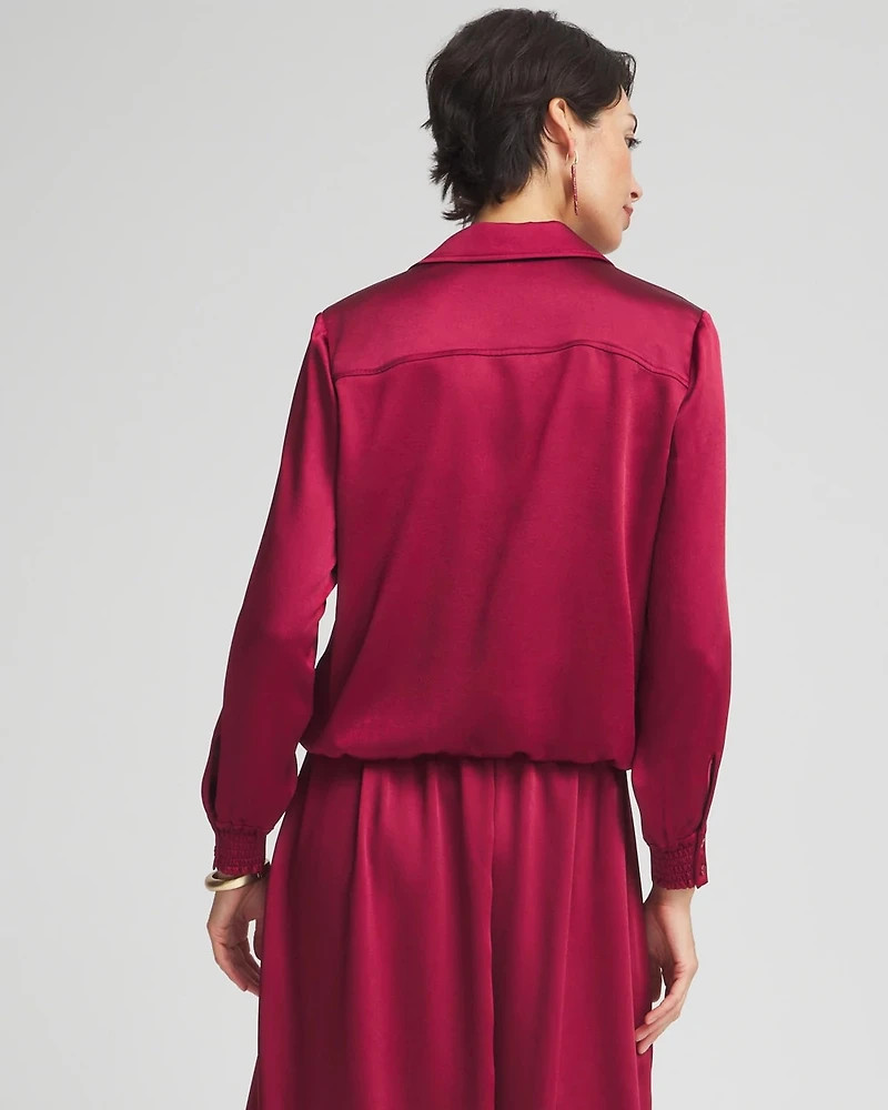Satin Bubble Hem Shirt