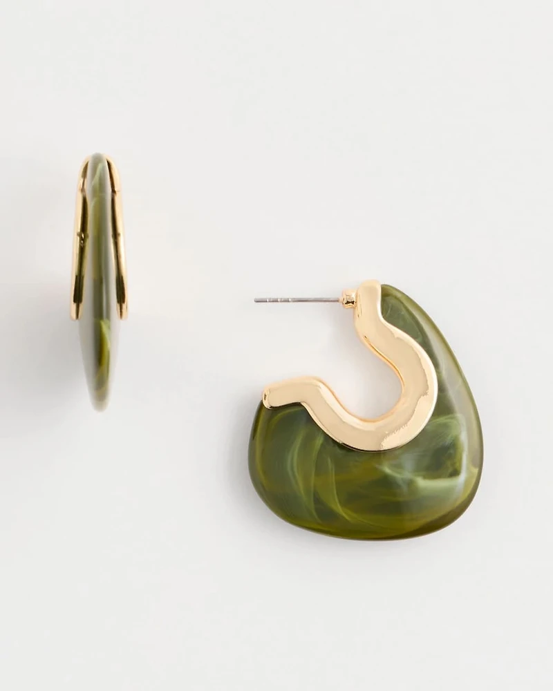 Green Resin Hoop Earrings