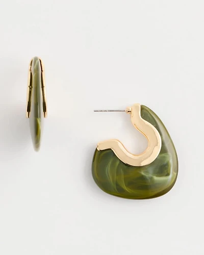 Green Resin Hoop Earrings