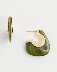 Green Resin Hoop Earrings