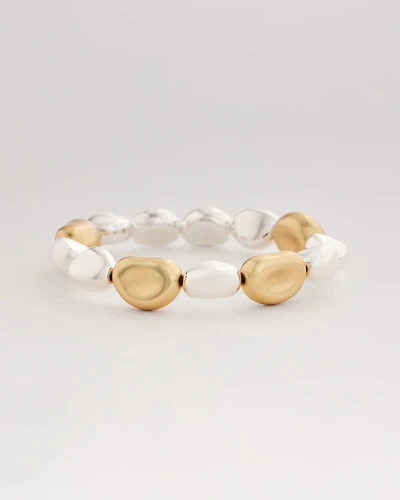 Gold & Silver Tone Beaded Stretch Bracelet