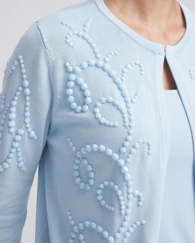Open-Front Beaded Cardigan