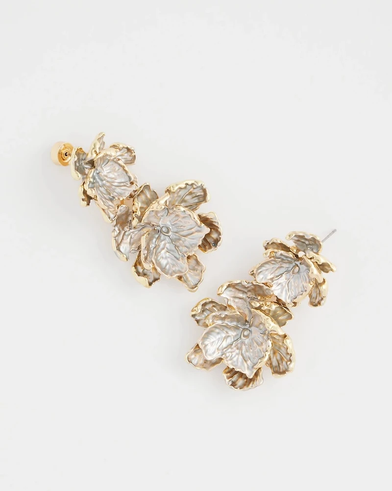 Painted Flower Linear Earrings