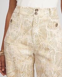 Printed Cropped Straight-Leg Pants