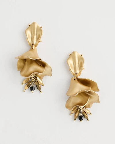 Goldtone Metallic Floral Drop Earrings