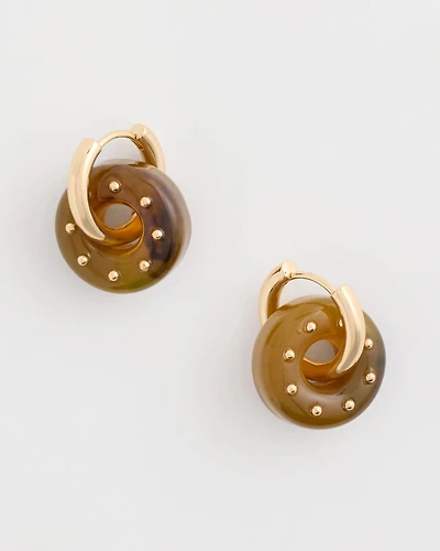 Neutral Resin Drop Hoop Earrings