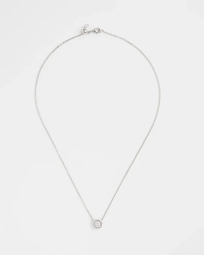 Silver Tone Drop Stone Necklace