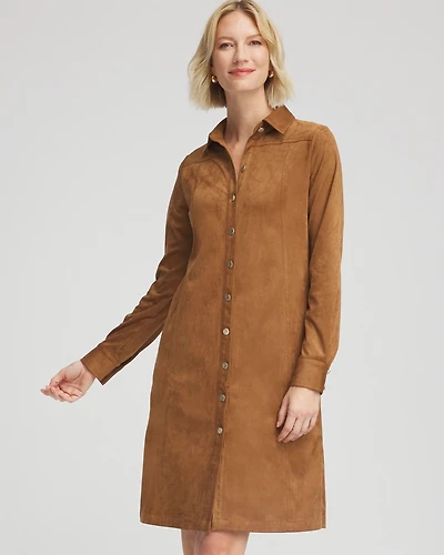 Faux Suede Shirtdress