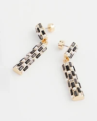 Black & Faux Pearl Linear Earrings