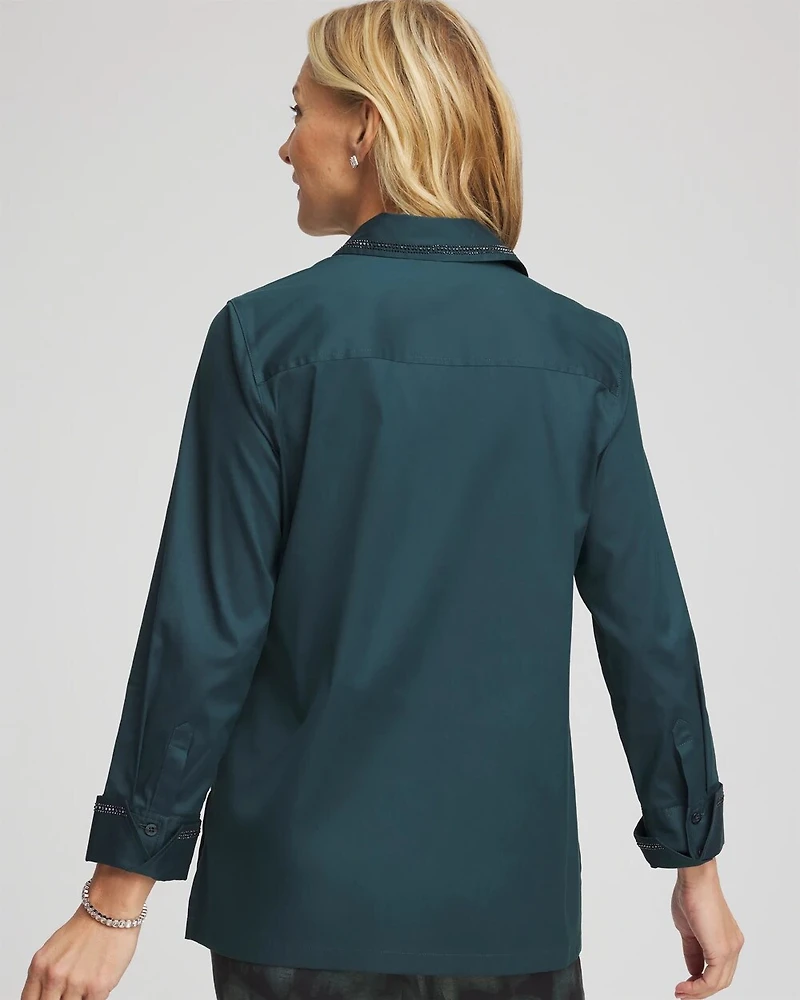 Rhinestone Embellished Poplin Tunic