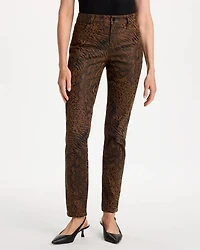 Animal Print Coated Girlfriend Slim Ankle Jeans