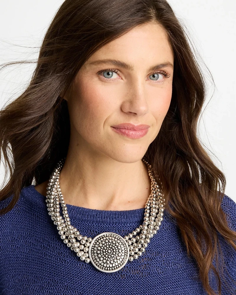 Chico’s Originals Textured Pendant Bib Necklace