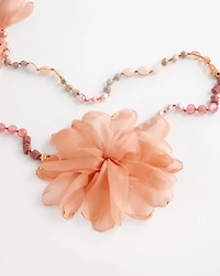 Pink Floral Aventurine Long Single Necklace