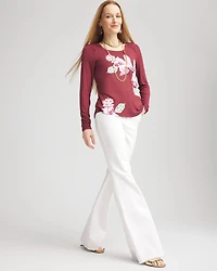 Touch of Cool™ Gathered Sleeve Floral Print Tee