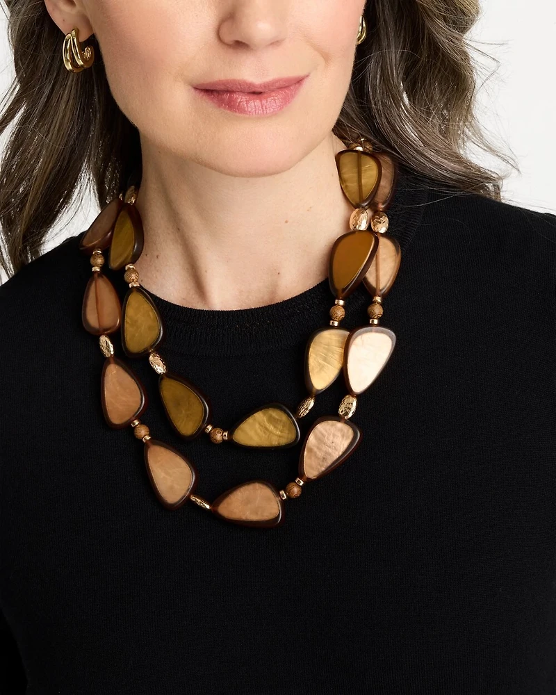 Neutral Double Strand Geo Necklace