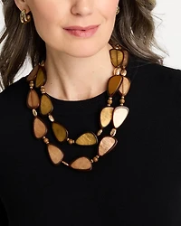 Neutral Double Strand Geo Necklace