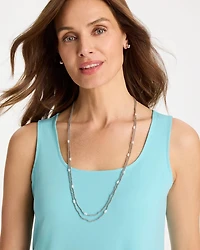 Pearlescent Bead Ball Long Necklace