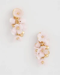 Pink Flower Cluster Drop Earrings