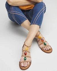 Tan Embellished Sandals