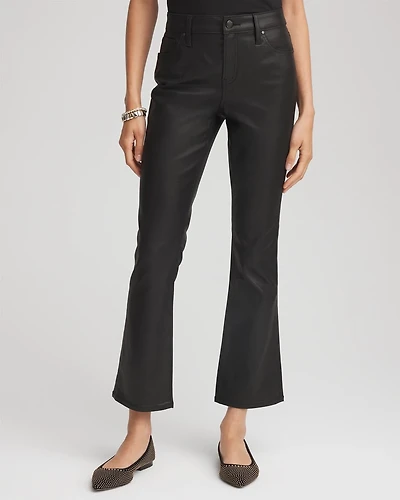 Coated Girlfriend Cropped Flared Jeans