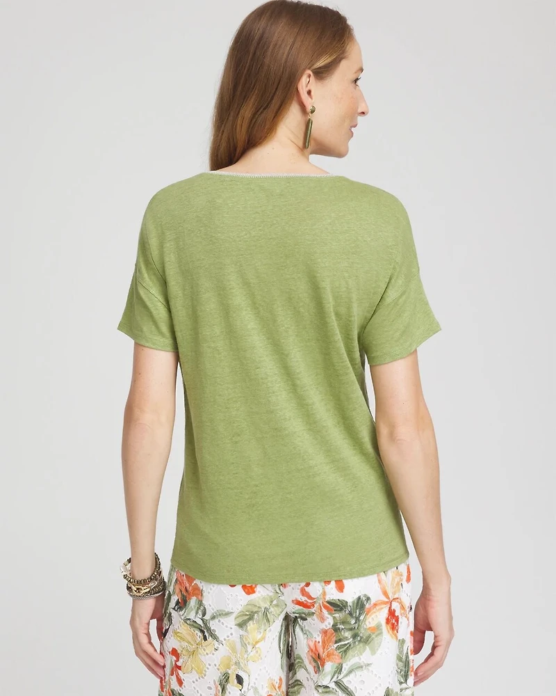 Linen Sweater Trim Tee