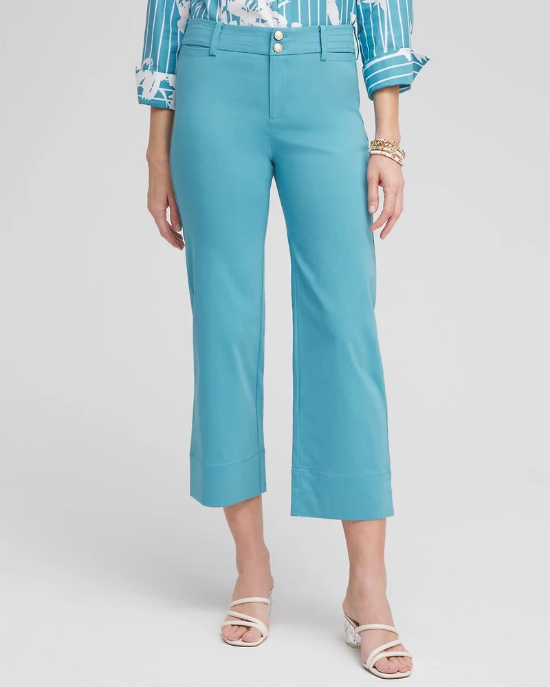 Trapunto Wide Leg Cropped Pants