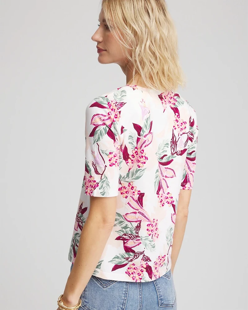 Floral Elbow-Sleeve Perfect Tee