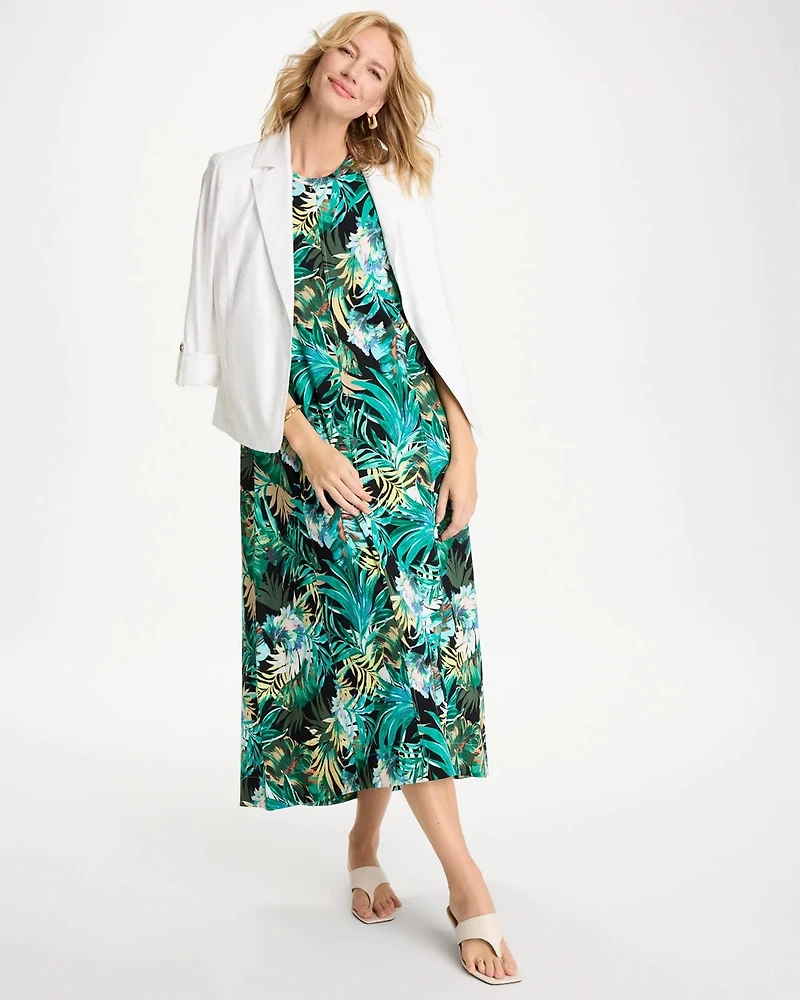 Palm Printed Knit Maxi Dress