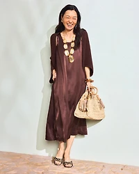 Faux Satin Sleeveless Dress