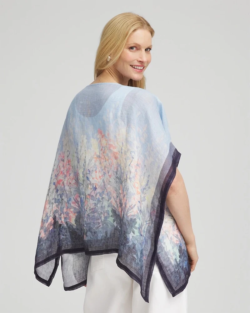 Linen Watercolor Boatneck Poncho