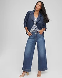 Printed Slub Splitneck Button Tee