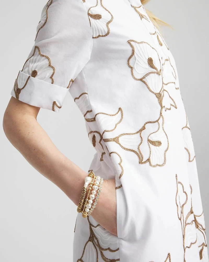 Floral Embroidered Popover Dress