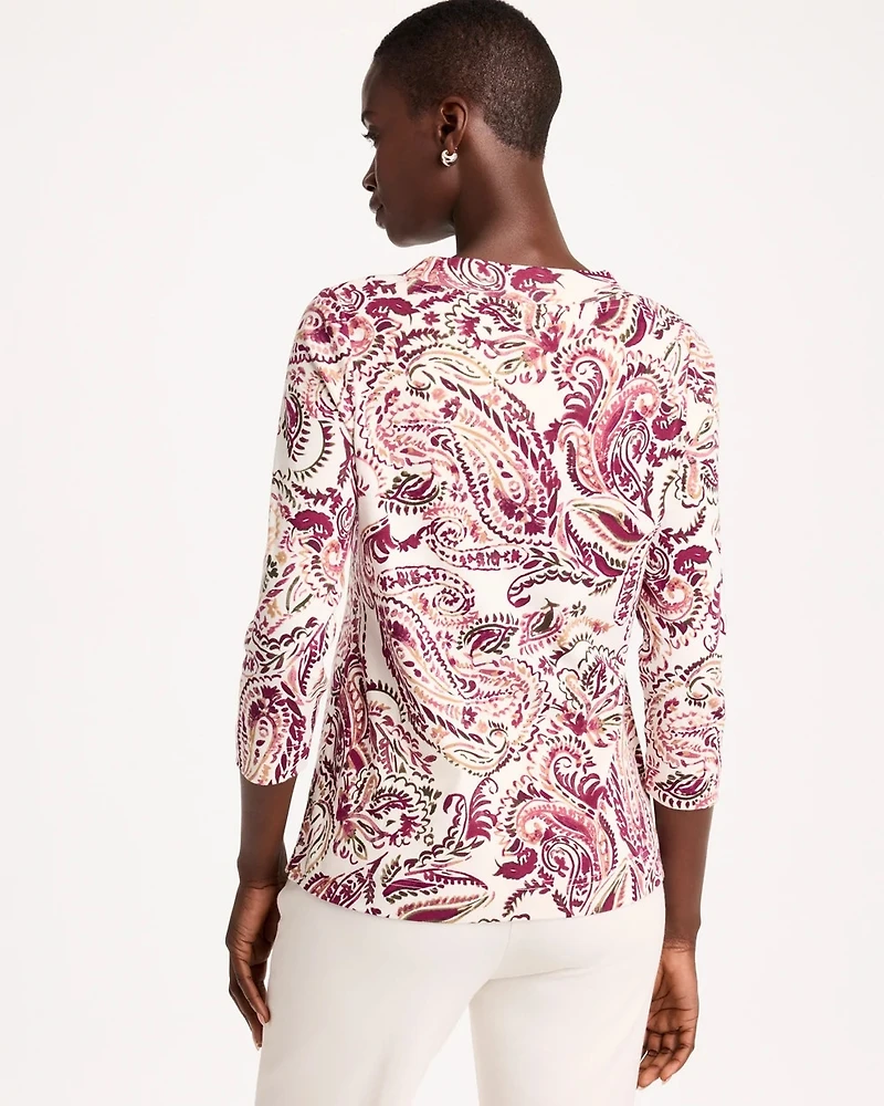 Paisley Pima Cotton 3/4 Sleeve Tee
