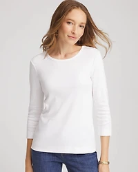 Pima Cotton Crewneck Button Tee